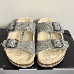 Birkenstock Light Gray Wool Sandals